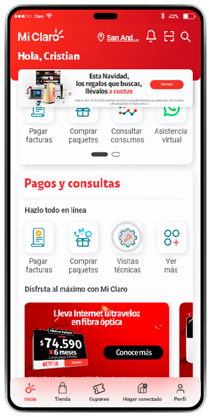 Paso 1 - Reagenda o cancela visitas técnicas en App Mi Claro 