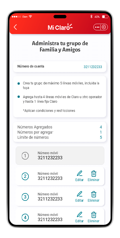 Paso 8: Mi Comunidad Postpago: Elegidos Familia y amigos 