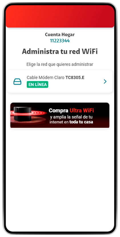 Paso 3 - Conoce cómo administrar tu red Wi-Fi, desde app Mi Claro 