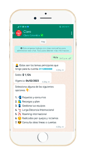 Paso 1 – Paquetes y recargas WhatsApp Claro 