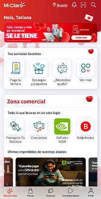 app mi claro servicios favoritos zona comercial ingreso facil con pin usuario contrasena